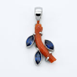 Test Natural Red Coral & Garnet Statement Pendant