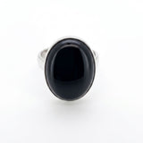 Natural Black Onyx Ring in Sterling Silver