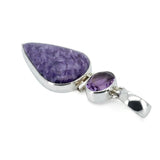 Rare Charoite & Amethyst Statement Pendant