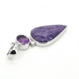 Rare Charoite & Amethyst Statement Pendant