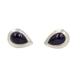 Sterling Silver Teardrop Gem-set Stud Earrings with Silver Surround for Your Daily Wear