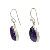 Earrings Drop Amethyst Silver Pear Shape
