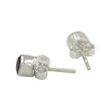 High Bezel Setting Sterling Silver Gem-set Stud Earring