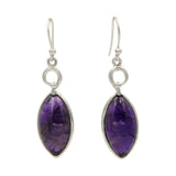A large (18mm) marquis shaped cabochon gem-set earrings