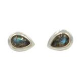 Sterling Silver Teardrop Gem-set Stud Earrings with Silver Surround for Your Daily Wear