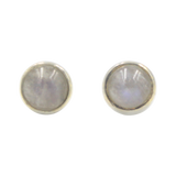 Small Round Simple Sterling Silver Cabochon Stud Earring