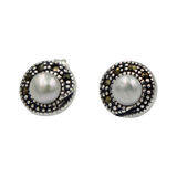 Earrings Marcasite & Pearl
