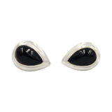 Sterling Silver Teardrop Gem-set Stud Earrings with Silver Surround for Your Daily Wear