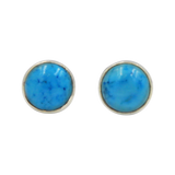 Small Round Simple Sterling Silver Cabochon Stud Earring