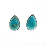 Elegant Teardrop shaped Sterling Silver Small Stud Earring with a beautiful handpicked Gemstone