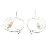 Twisted wire Sterling Silver Dangle Earrings Accents with a faceted gemstone