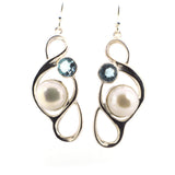 Earrings Pearl Blue Topaz
