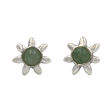Sterling Silver Sun Shaped Stud Earring with a Colourful Gemstone