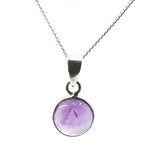 Sterling Silver simple Round pendant with a half sphere cabuchone gemstone or a Pearl