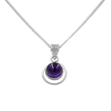Round Sterling Silver Pendent with a Cbuchone gemstone
