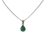 Delicate small teardrop cabochon gemstone pendant set in a thin bezel setting