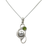 Large Pearl Swirly Pendant with an accent gemstone