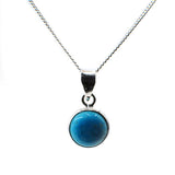 Sterling Silver simple Round pendant with a half sphere cabuchone gemstone or a Pearl