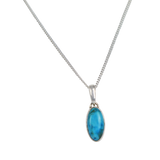 Sterling Silver Pendant with a Lozenge shape Cabochon gemstone