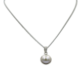 Sterling Silver simple Round pendant with a half sphere cabuchone gemstone or a Pearl