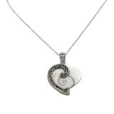 Stunning Large Sterling Silver Heart Pendant with a Natural Seashell