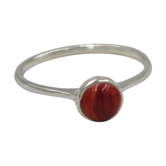 Thin band sterling silver ring with round Seashell Head