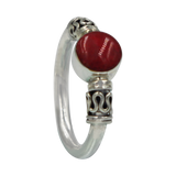 Chunky wire solid sterling silver ring with a beautiful natural seashell head.
