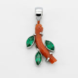Test Natural Red Coral & Garnet Statement Pendant