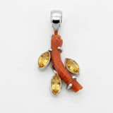 Test Natural Red Coral & Garnet Statement Pendant