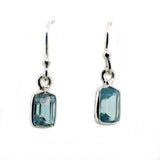 Faceted Rectangular shape Gemstone Sterling Silver Drop Earring