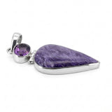 Rare Charoite & Amethyst Statement Pendant