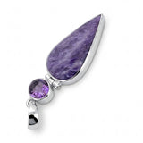 Rare Charoite & Amethyst Statement Pendant