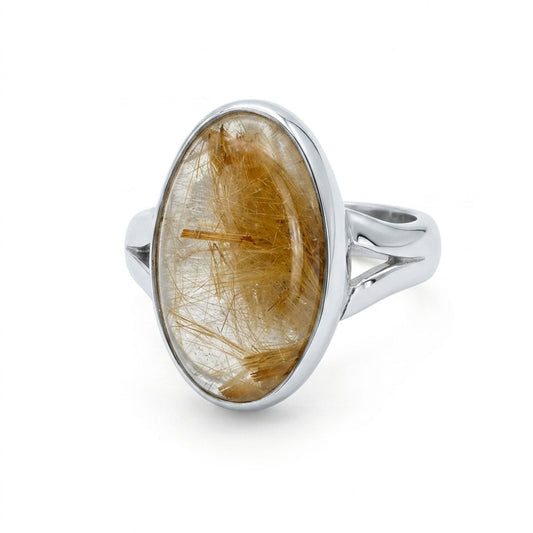 Rare Golden Rutilated Quartz Statement Ring