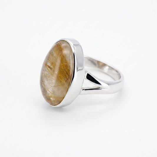 Rare Golden Rutilated Quartz Statement Ring
