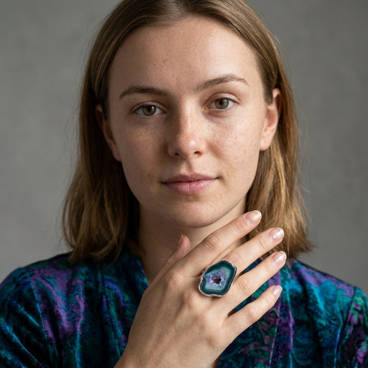 Rare Amethyst Geode Statement Ring