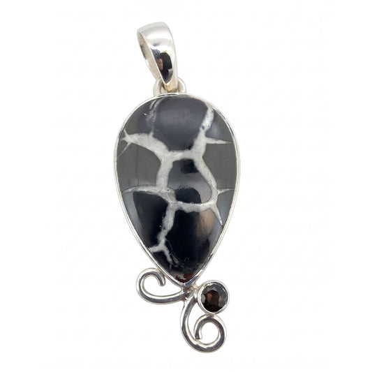 Rare Septarian & Smoky Quartz Statement Pendant