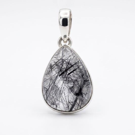 Rare Black Tourmalinated Quartz Statement Pendant