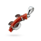 Natural Red Coral & Garnet Statement Pendant