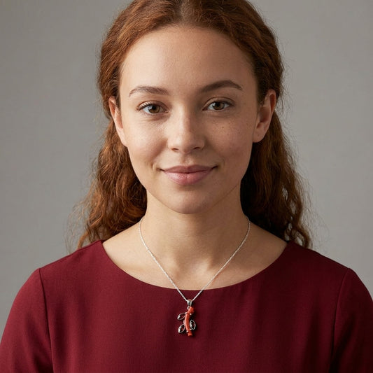 Natural Red Coral & Garnet Statement Pendant