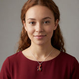 Natural Red Coral & Garnet Statement Pendant