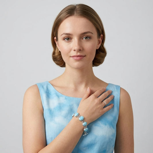 Natural Larimar Statement Bracelet