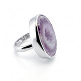 Natural Lavender Druzy Agate Statement Ring