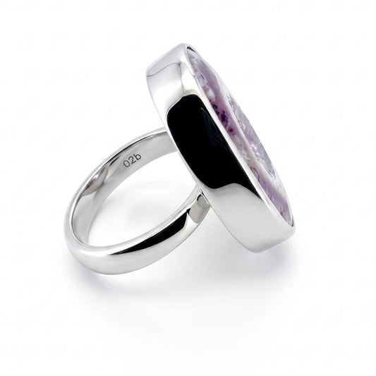 Natural Lavender Druzy Agate Statement Ring