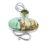 Natural Variscite & Peridot Sterling Silver Pendant