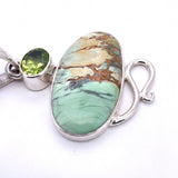 Natural Variscite & Peridot Sterling Silver Pendant