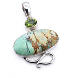 Natural Variscite & Peridot Sterling Silver Pendant