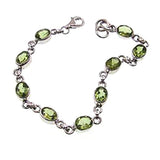 Oval Cut Faceted Gemstone Classic Sterling Silver Bracelet