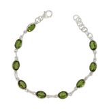 Oval Cut Faceted Gemstone Classic Sterling Silver Bracelet