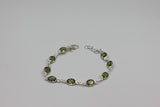 Oval Cut Faceted Gemstone Classic Sterling Silver Bracelet