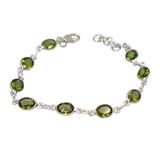 Oval Cut Faceted Gemstone Classic Sterling Silver Bracelet